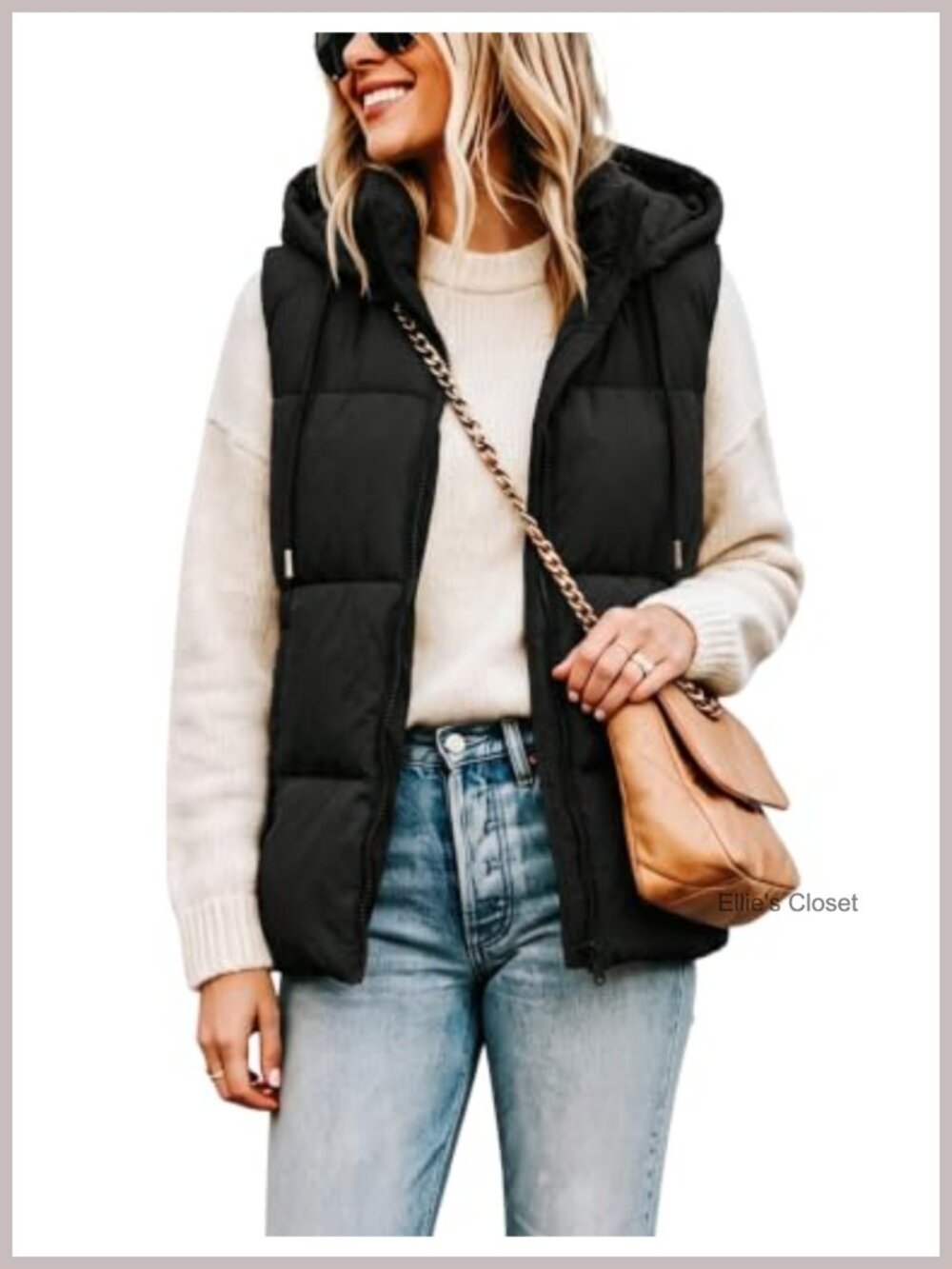 Women's Puffer Vest Sleeveless Quilted Winter Coat with Hood
